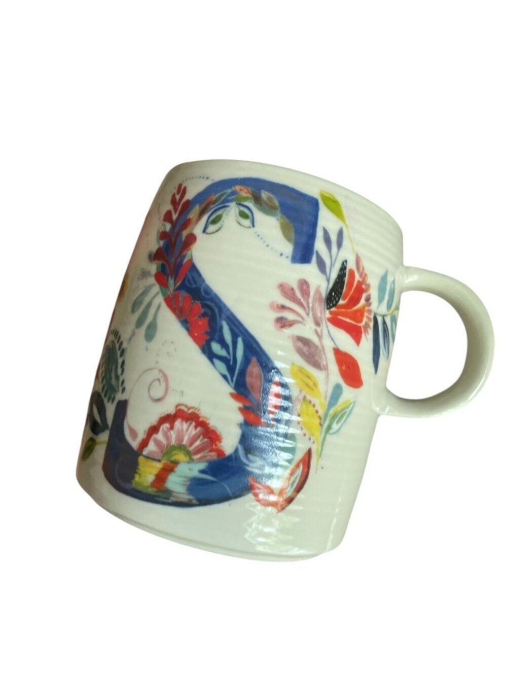 Anthropologie Petal Palette monogram mug floral letter "S" Starla M. Halfmann.